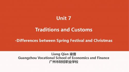 全国“创新杯”英语类说课大赛课件特等奖作品：教学课件 unit 7 Traditions and Customs