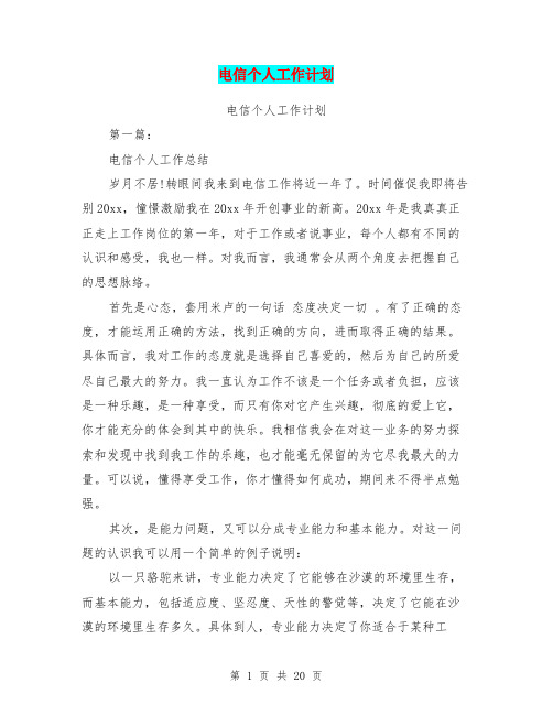 电信个人工作计划(完整版)