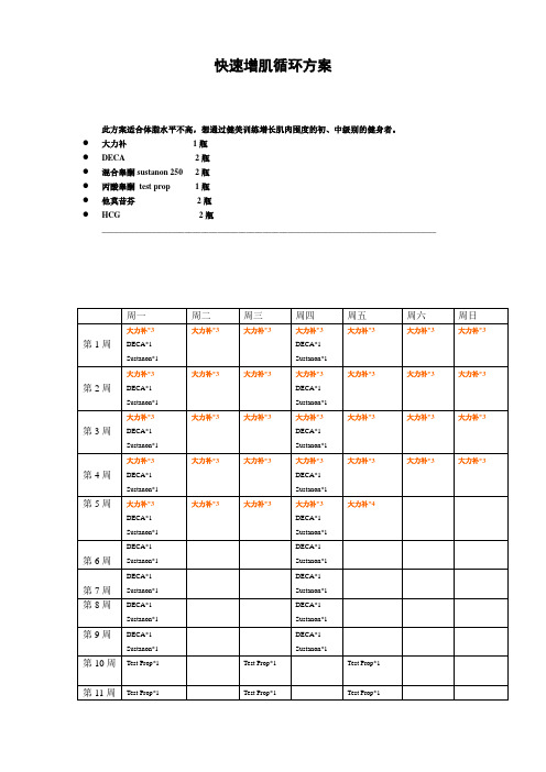 类固醇进阶篇—快速增肌循环方案
