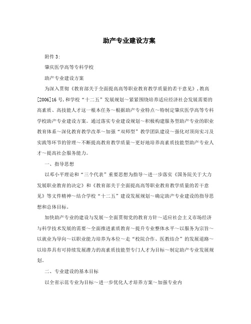 助产专业建设方案