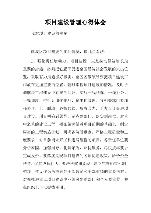 项目建设管理心得体会