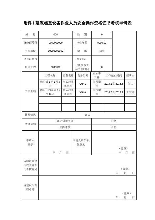 起重工报名表模板