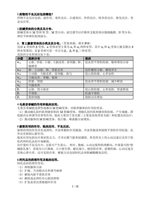 广中医药理学期末重点整理(2016年6月)
