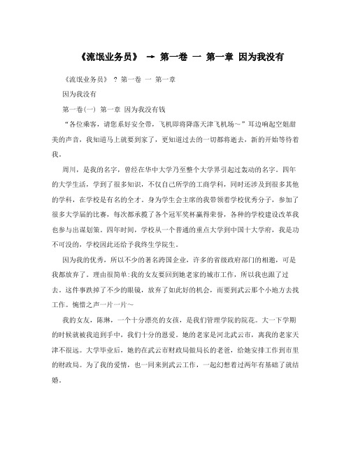 《流氓业务员》 → 第一卷 一  第一章 因为我没有