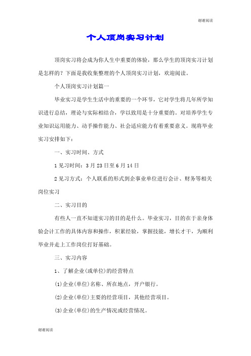 个人顶岗实习计划.doc