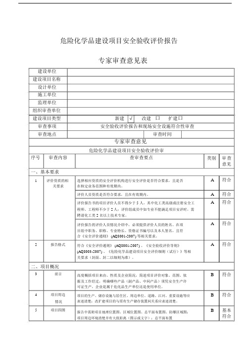 安全验收评价报告审查专家意见表.docx
