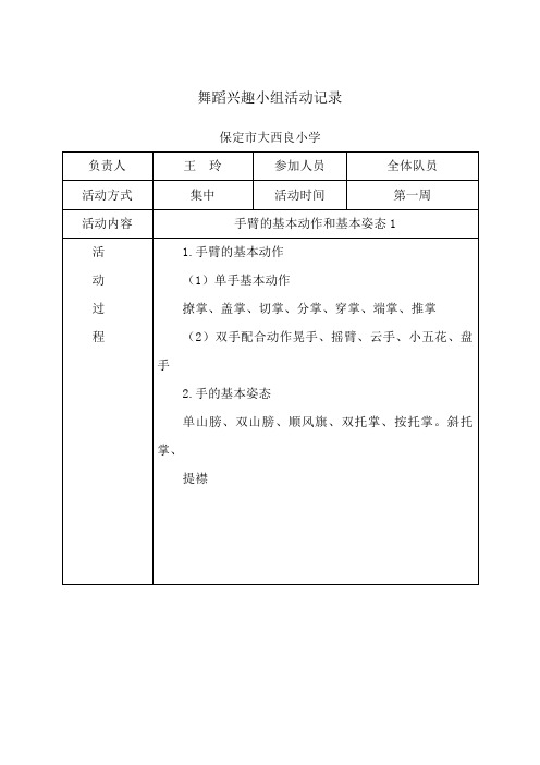 舞蹈兴趣小组活动记录精选