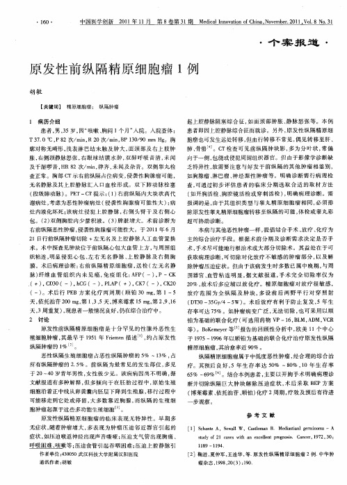 原发性前纵隔精原细胞瘤1例
