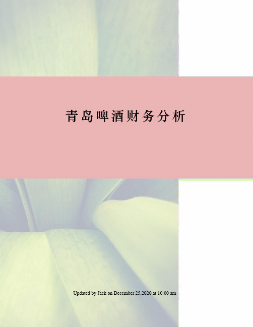 青岛啤酒财务分析