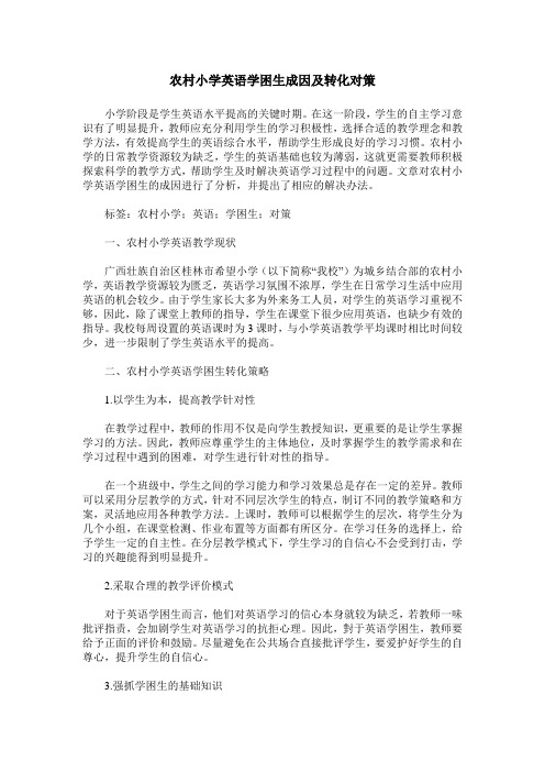 农村小学英语学困生成因及转化对策
