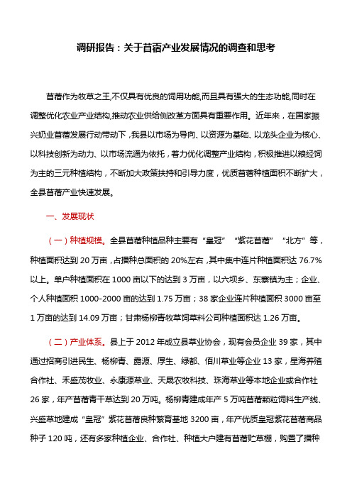 调研报告：关于苜蓿产业发展情况的调查和思考