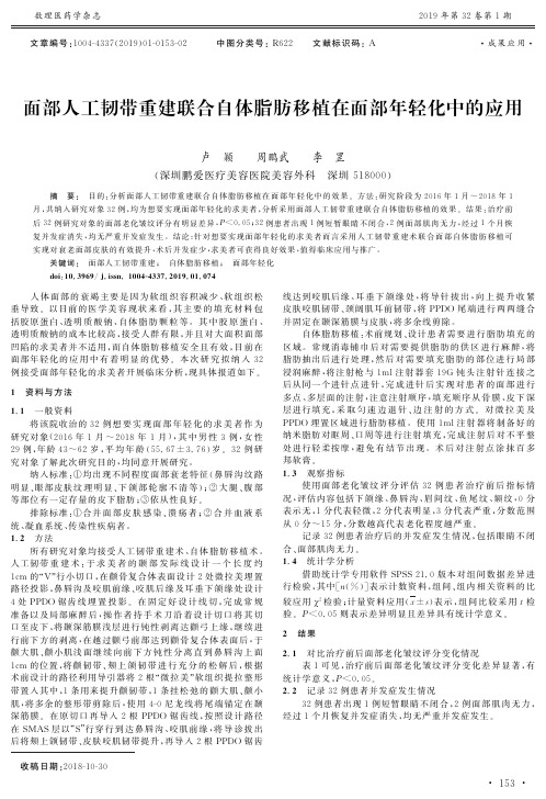 面部人工韧带重建联合自体脂肪移植在面部年轻化中的应用
