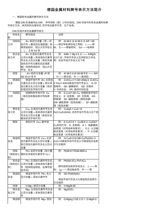 德国金属材料牌号表示方法简介