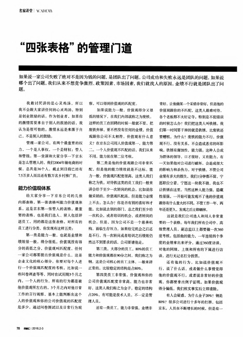 “四张表格”的管理门道