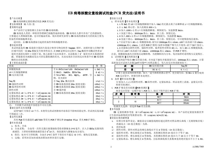 1150817303EB病毒核酸定量检测试剂盒（PCR荧光法）说明书