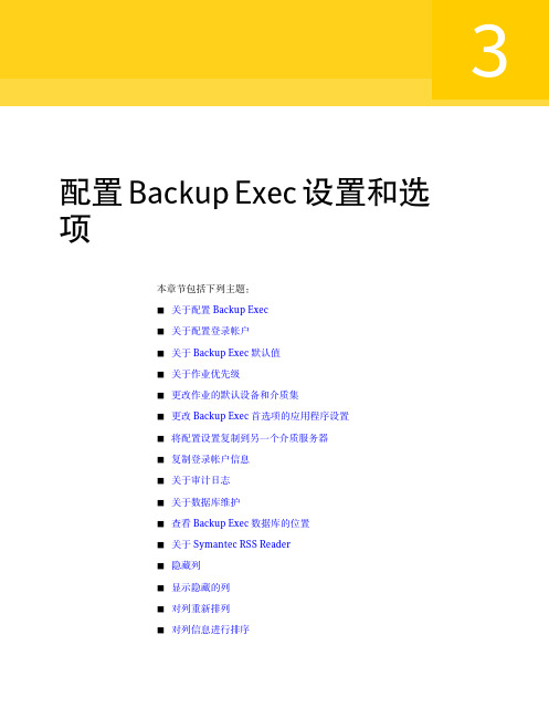 3. 配置 Backup Exec 设置和选项 - Symantec Backup Exec 2010 R2 管理指南