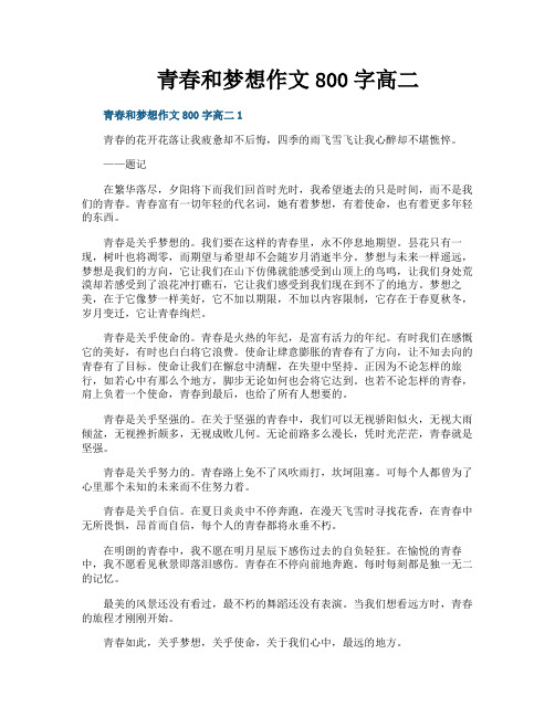 青春和梦想作文800字高二