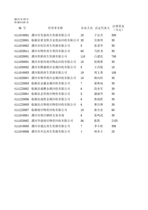 漯河市再生资源回收企业备案登记表 - 商务部