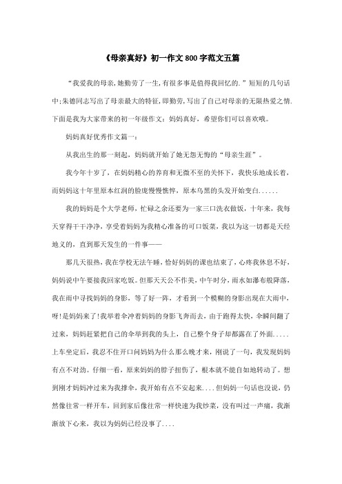 《母亲真好》初一作文800字范文五篇