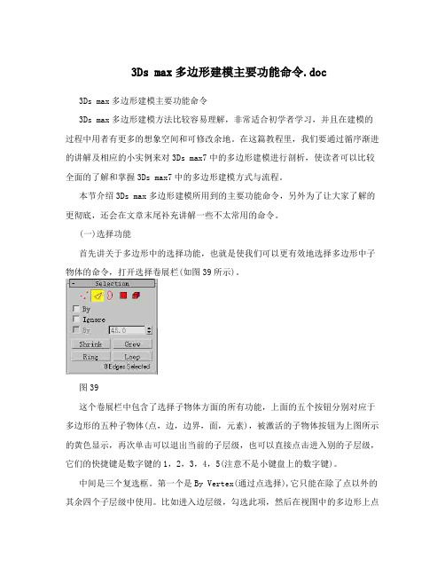 3Ds max多边形建模主要功能命令