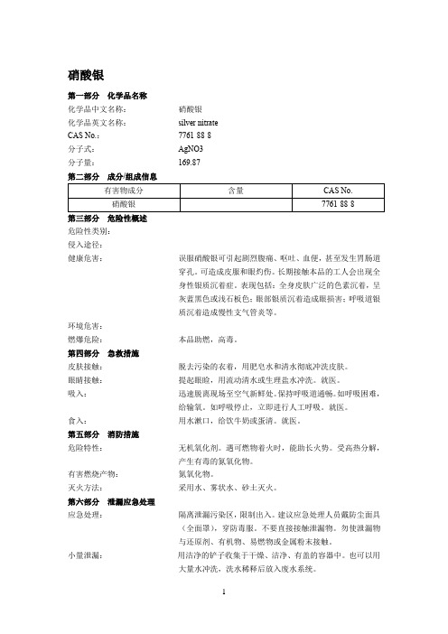 硝酸银MSDS