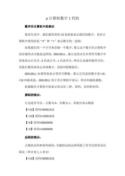 p计算机数字1代码