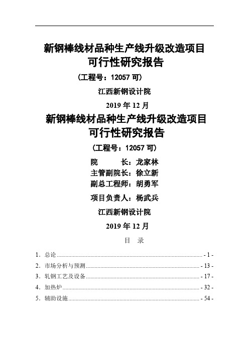 新钢棒线材品种生产线升级改造项目可行性研究报告共145页文档