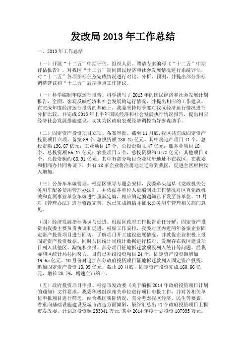 最新 发改局2013年工作总结-精品