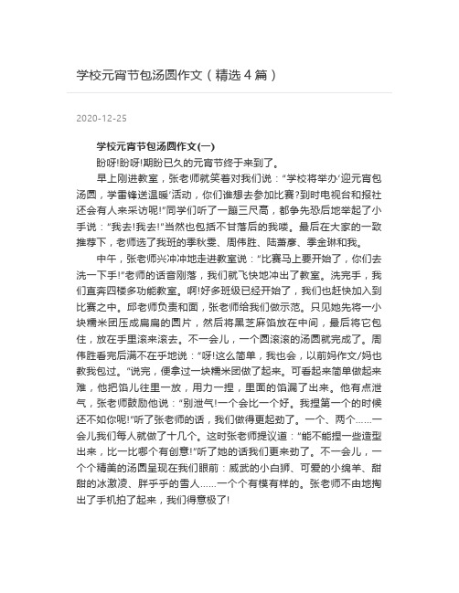 学校元宵节包汤圆作文(精选4篇)