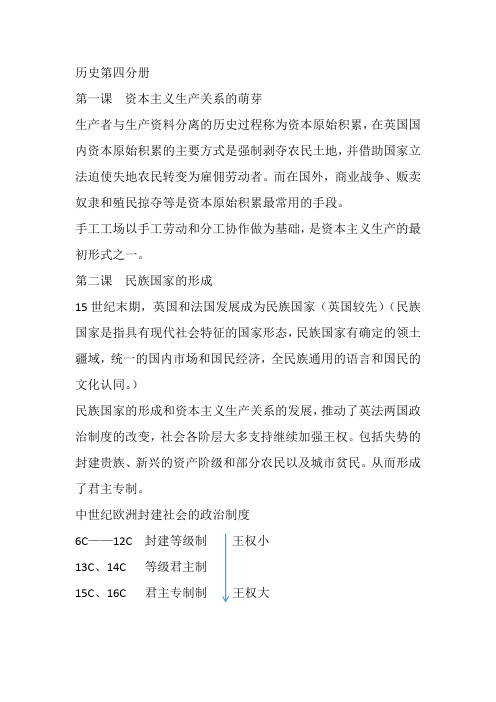 历史第四分册复习资料
