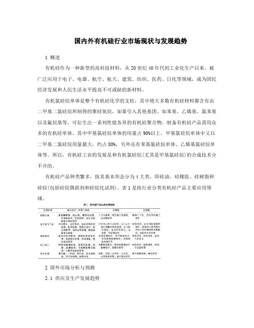 国内外有机硅行业市场现状与发展趋势