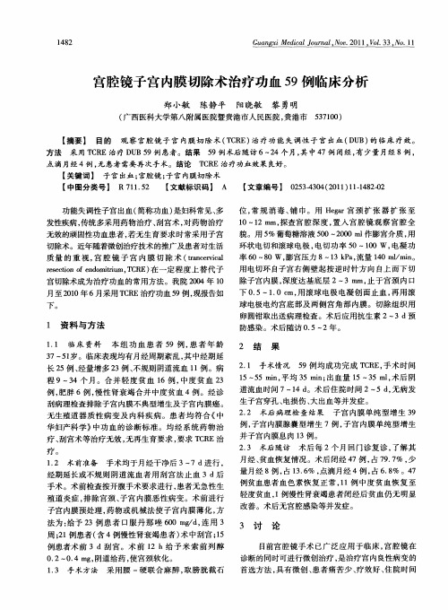 宫腔镜子宫内膜切除术治疗功血59例临床分析