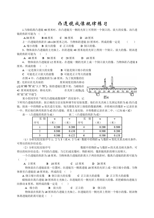 凸透镜成像规律专题练习