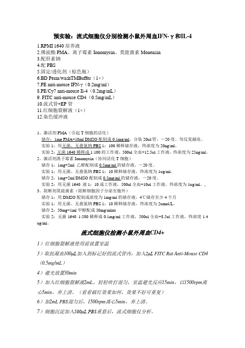 流式细胞仪检测小鼠IFN-γ和IL-4