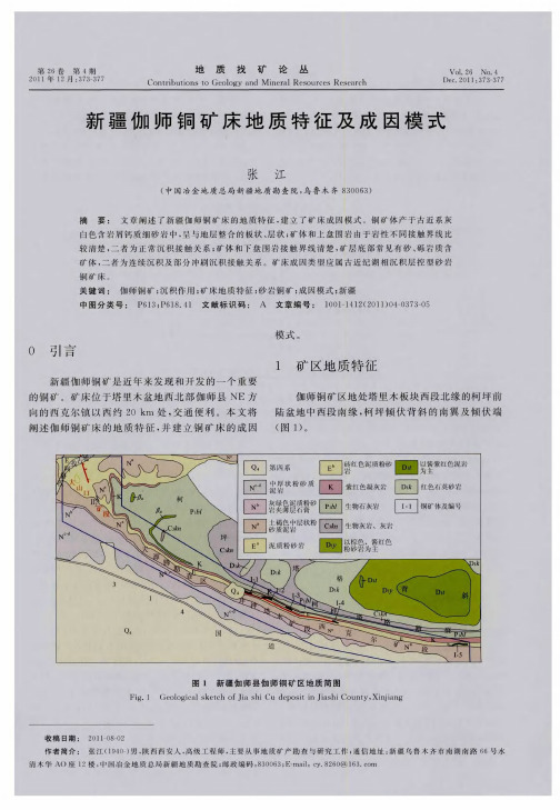 新疆伽师铜矿床地质特征及成因模式