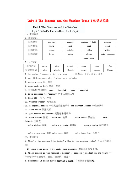 湖北省随州市洛阳镇中心学校七年级英语下册 unit 8 the seasons and the