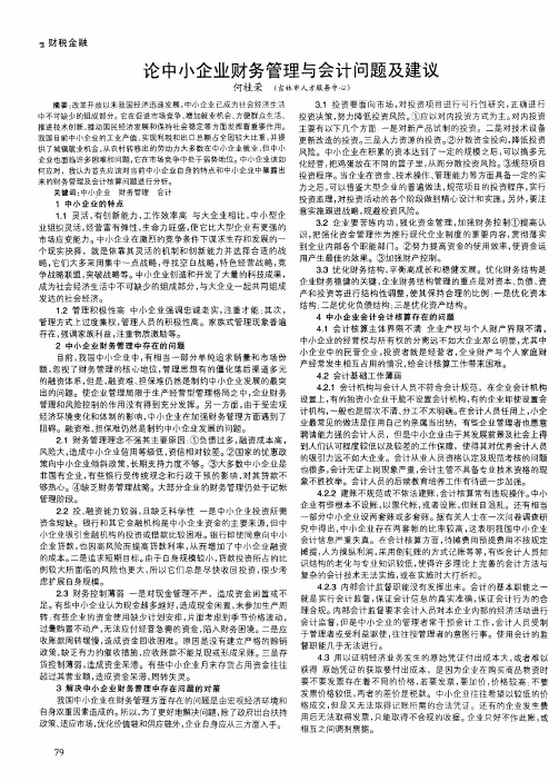论中小企业财务管理与会计问题及建议