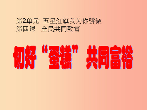 九年级政治全册 第二单元 五星红旗我为你骄傲 第四课 全民共同富裕 第二框切好“蛋糕”共同富裕课件 