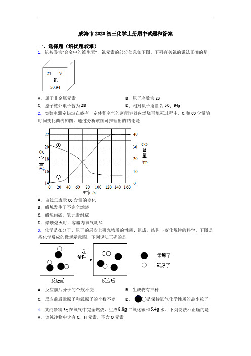 威海市2020初三化学上册期中试题和答案