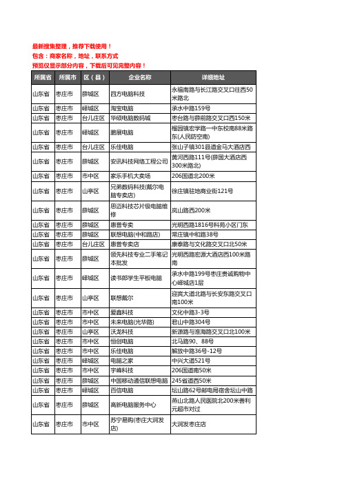 新版山东省枣庄市电脑企业公司商家户名录单联系方式地址大全274家