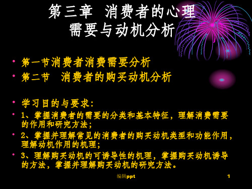 消费者的心理需要与动机分析