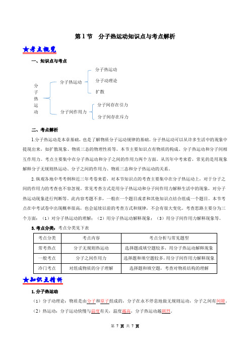 第1节  分子热运动知识点梳理