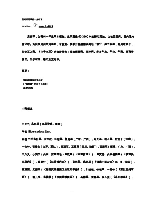 民间常用草药鬼针草