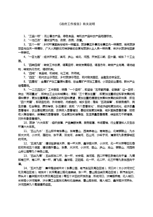 政府工作报告名词解释