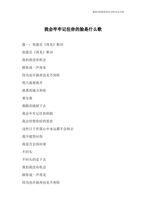 我会牢牢记住你的脸是什么歌