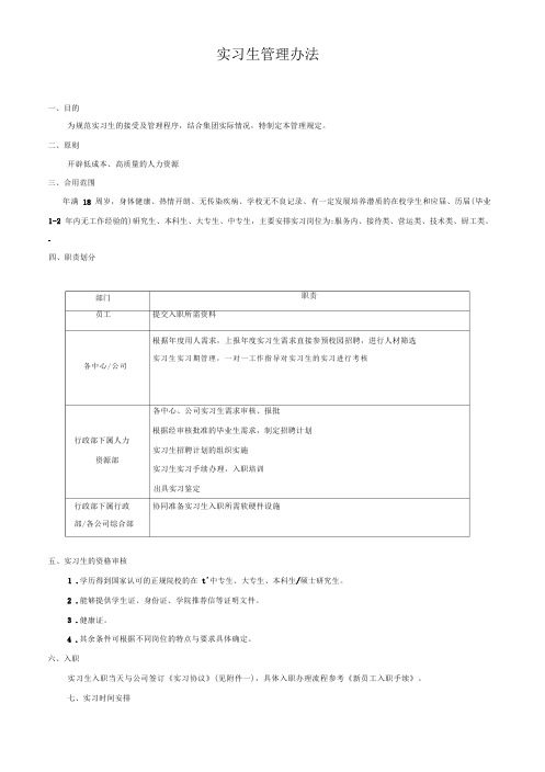 规范实习生管理办法