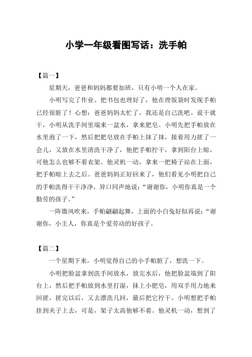 小学一年级看图写话：洗手帕