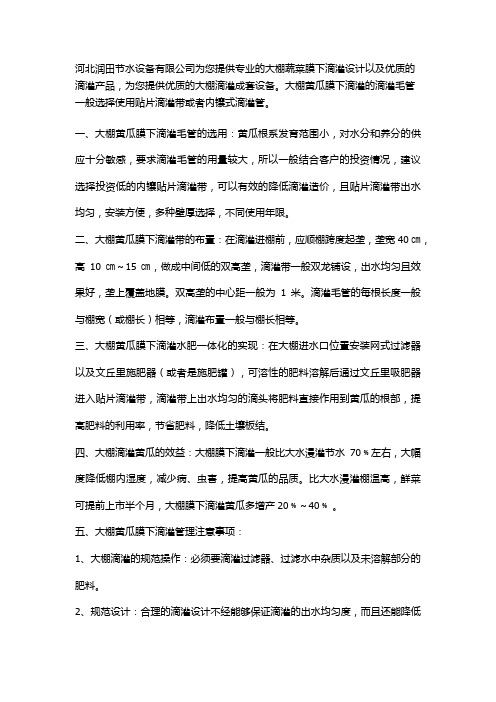 大棚黄瓜滴灌——膜下滴灌系统