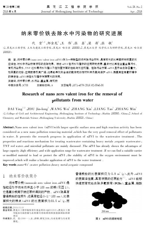 纳米零价铁去除水中污染物的研究进展