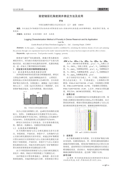 致密储层孔隙度测井表征方法及应用